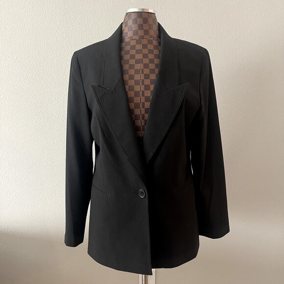 Larry Levine Ladies Blazer Black Stretch Large 1-Button Jacket Suit Workwear - Picture 2 of 10